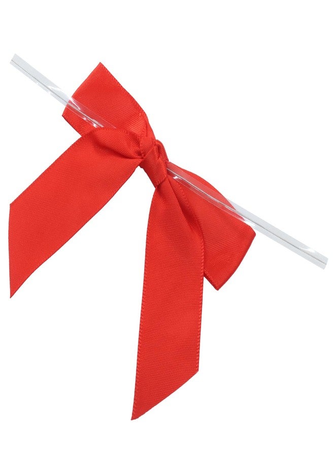 Verkelly 50 Pack 3.5 Inch Satin Ribbon Twist Tie Bows for Gift Wrapping, Treat Bags, Party Favors, and Decorations(Red) - Image 5